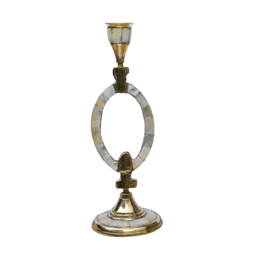 BRASS & MOP ZERO TAPER CANDLE HOLDER